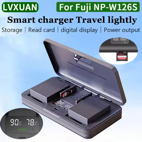 LVXUAN NP-W126S Battery Charger with Card Reader for Fujifilm X-T100,T200,X100F, X100V,X100VI, X-S10