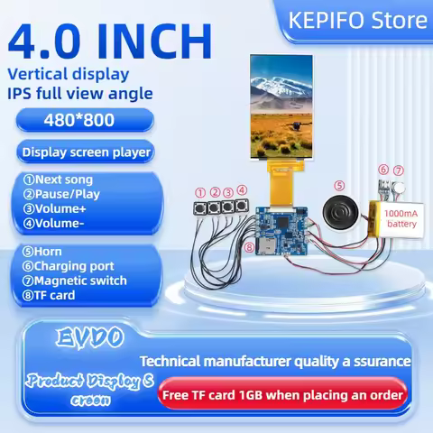 4.0-inch vertical display video player product displays high-quality audio with images, video displa