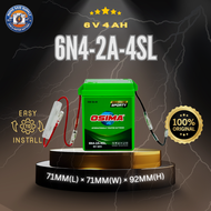 OSIMA 6N4-2A-4SL Full Sealed Motorcycle Battery | 6V Gel Green | Honda C70 GBO Suzuki RC80 Yamaha Y8