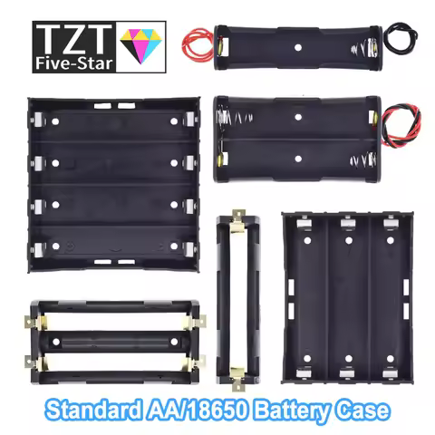 1/3PCS Plastic Standard Size AA/18650 Battery Holder Box Case Black With Wire Lead 3.7V/1.5V Clip