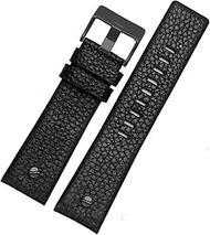Leather Watchband For Diesel For DZ7395For DZ7370 For DZ7257 For DZ7430 Red Watch Band Soft Cowhide Strap Rivet 24m 26mm 28mm For Men Women (Color : Black black rivet, Size : 26mm)