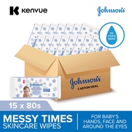 [Bundle Of 15] Johnson's Baby Wipes Bundle (Messy Times, Lightly Fragrace, Fragrance)