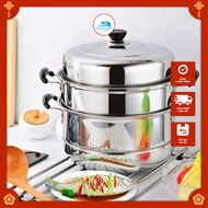 Super Large 3-Tier Stainless Steel Steamer Dumpling Flan Steamer Food Steamer 28CM for Both Electric