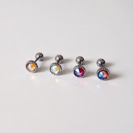 Swarovski Crystal 316L Medical Steel {4MM Flashing Color Series Turning Bead Earrings (1)} Bone Stud