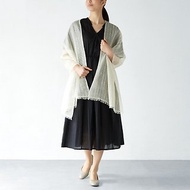 絲質條紋圍巾-天然白(數量有限 售完為止)