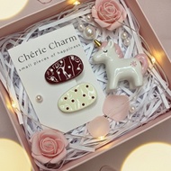 Chérie Charm ️ Berry Cloud Set (Red-Cream) Round Hair Clip With Cute Dot Pattern Korean Minimalist S