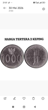 2 Keping Koin Angklung 1000 Rupiah Tahun Random Asli Uang Seribu 1000 Angklung Recehan Souvenir Sese
