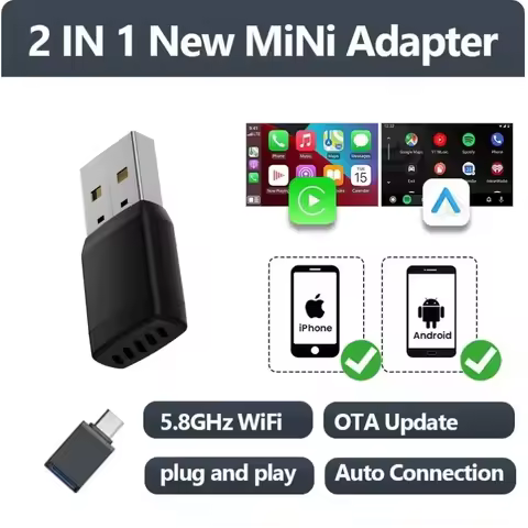 Mini Wireless CarPlay Adapter Android Auto Wireless Dongle Wifi 5.8G Auto Connect Box For iphone And