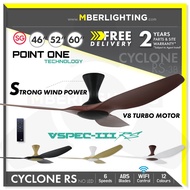 POINT ONE Cyclone RS 46/52/60" (No Light) VSPEC IV Smart Wi-Fi Ceiling Fan With Remote