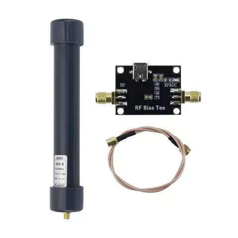 ADS-B 1090MHz Active Antenna DC5V Bias Tee Power Supply 23.15dBi High Gain RF Receiving Antenna with