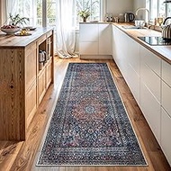 Bloom Rugs Washable Non-Slip 7 ft Runner - Multicolor Traditional Medallion Runner for Entryway, Hal