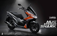 Hugsticker สติ๊กเกอร์ติดรถ สติ๊กเกอร์ PCX 150/PCX 160 ลายหัวฉลาม แบบจัดฟัน (Shark)