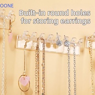 OONE 9Pcs Necklace Holder, 8 Hooks Transparent Jewelry Storage Rack, Durable Wall Mounted Non Perfor