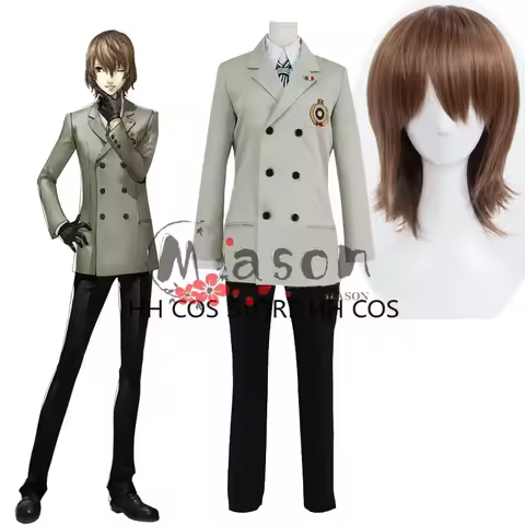 Persona 5 Goro Akechi Cosplay Costume AKC Uniform Suit Crow Cosplayer Wig Headwear