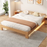 [Sg Sellers] Tatami Solid Wood Bed Bedroom Double Bed without Headboard with Bedside Table Bed Frame with Mattress Single/Queen/King Bed Frame