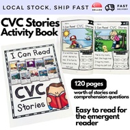 Local Kids Phonics I Can Read CVC Stories Comprehension Activity Workbook / CVC Spelling Flashcards