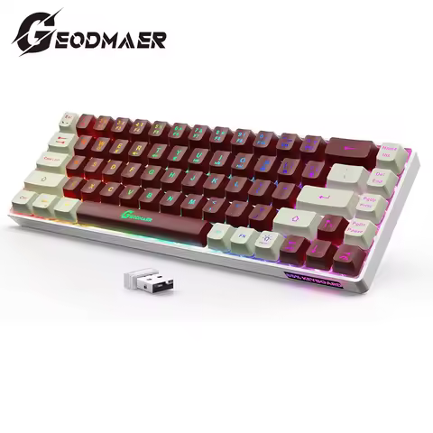 GEODMAER 2.4G Wireless Gaming Keyboard 68 Keys Gaming Keyboard Rechargeable Backlit Anti-ghosting No