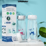 UAENAU Hands-Free Baby Bottle, 8oz/240ml Normal-Neck Feeding Bottle Set, Gravity Ball with Straw Bru