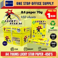 A4 PAPER  70GMS LUCKY STAR PAPER -450'S / Kertas A4 / Printing Paper / Kertas A4 Putih / 70g White P