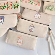 < Stationery C4] Korean Version Cute Canvas Pencil Case Simple Large Capacity High-Value Student Sto