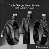 Nylon Braided USB to Type-C 66W Fast Charger Cable Data Cable