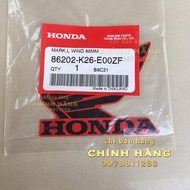 Logo stamp of HONDA 80mm bird wings in red - Imported Thai goods | 86202-k26-e00zf