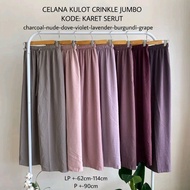 Long cringe culottes with drawstring belt, high-waist cringe culottes, fits jumbo weight 80 kg