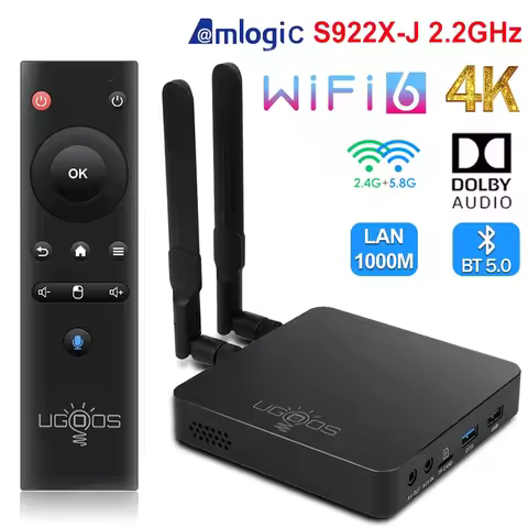 UGOOS AM6B Plus Android 9.0 TV Box S922X-J 2.2GHz 4GB 32GB WiFi 6 1000M LAN Bluetooth 4K Smart Set T