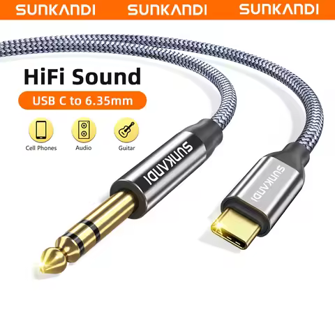 SUNKANDI Type-C to 6.35mm Audio Cable, USB C to 1/4 Audio Adapter Stereo Cable for Phones, Amplifier