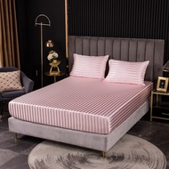 {Chaoku clothing} Luxury Queen King Size Bedding Set Satin Fitted Sheet Bed Mattress Protector Cover Twin Queen Bedclothes No Pillowcase