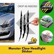 TAYARGO Headlight Sticker Car Sticker Monster Claw Bonnet Stickers Car Sticker Monster Claw Stickers