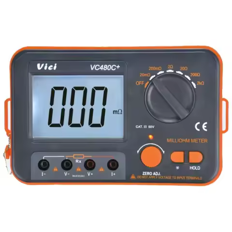 VC480C+ Digital Milliohmmeter DC Low Resistance Tester Microohmmeter 0.01mΩ~2kΩ Detectable Resistanc