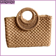 Straw Hobo Bags for Women Large Capacity Handbag with Round Handle Ring Hand-woven Summer Beach Tote
