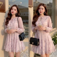 Sirinstudio Purple Floral Chiffon Dress B193