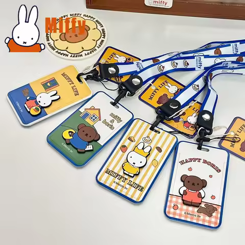 Kawaii Miffy Boris Retractable Lanyard ID Card Holder Cute Sliding Bus Pass Badge Case Protective St