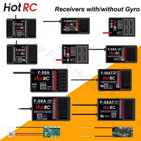 HOTRC 2.4Ghz Receivers F-04A F-06AT with/Without Gyro Light Control for CT-4A CT-6A CT-8A HT-8A DS60