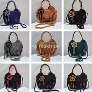 Termurah Tas Tali kur selempang/ Tas bunga hendel/ Tas mawar timbul/ Grosir tas kur/ Grosir tas raju