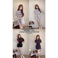 Ready Stock Same Day Shipment 8033 Letter Texture Slim-fit tee+Hakama DOLIA DINA OOTD S/S egg Summer