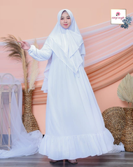 olshop mugfa new madina syari putih baju gamis set jilbab putih serutibebydoll pul puring  baju gamis wanita kekinian 2022 baju gamis pengajian