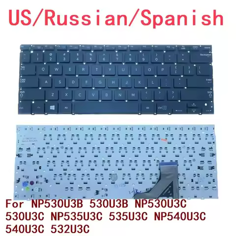 % New US Russian Spanish Laptop Keyboard NP530U3B 530U3B NP530U3C 530U3C NP535U3C 535U3C NP540U3C 54