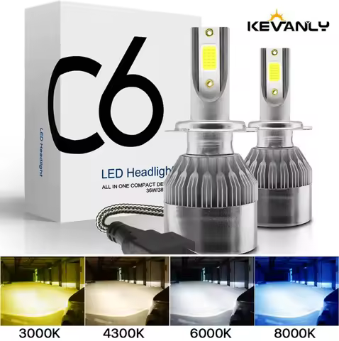2pcs C6 72W H11 H4 Hi/Lo H1 H7 COB LED H11 HB3 9005 HB4 9006 Car Headlight Bulbs Car Fog Light 12V 7