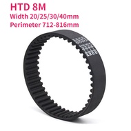HTD 8M Closed Loop Rubber Synchronous Belts Pitch 8mm Width 20/25/30/40mm Perimeter 712 720 728 736 