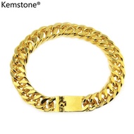 Kemstone nam Phong Cách Hip hop Vòng Tay Thời Trang Bóng Mạ Vàng Hợp Kim Cuba Liên Kết