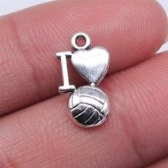 WYSIWYG 20pcs 16x9mm I Heart Volleyball Charms For Jewelry Making Antique Silver Color Antique Bronz