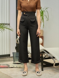 COPPER.BKK Posie Pants in Black กางเกงขายาว ขอบเอวใหญ่ พรางหุ่น