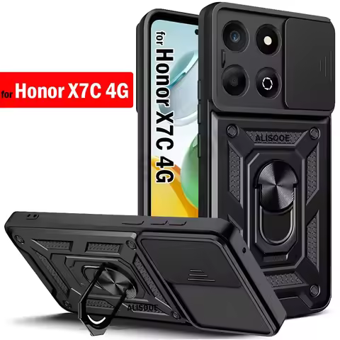 Funda for Honor X7C 4G Case Slide Camera Lens Ring Stand Holder Shockproof Phone Cover for Honor X7C