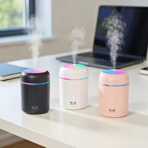 Portable USB Ultrasonic Aroma Diffuser, Colorful Cup Humidifier, Cool Mist Maker Air Purifier for Ho