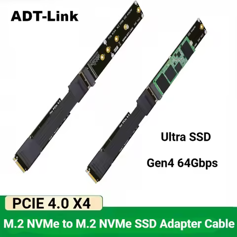 ADT-Link M.2 NVMe SSD Extension Cable Extender PCIe 4.0 X4 Full Speed NVMe M-Key Adapter Supports M.