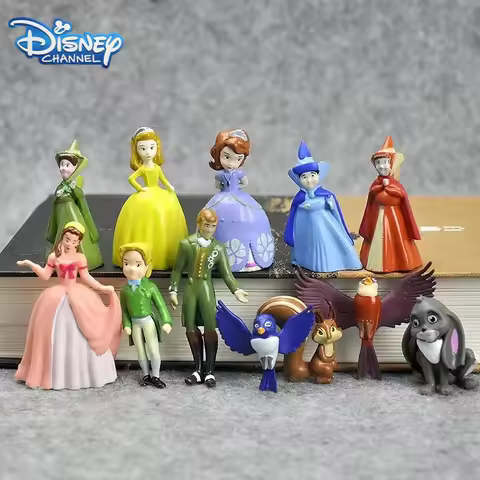 3-4cm 12pcs Disney Sofia The First Figures Princess Sophia Amber Cilo Prince James Queen Miranda Bir