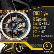 ENKI Style 8 Spokes 17 X 7.0JJ 4x100 Black/ Polished Lip
